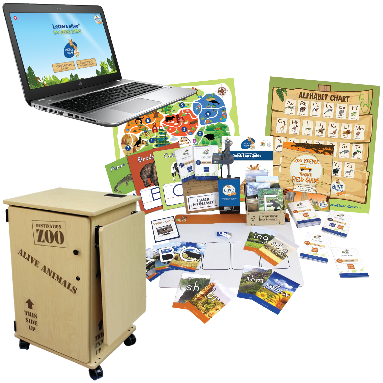 Letters alive® Zoo Keeper 8.0 Laptop Bundle with Cart